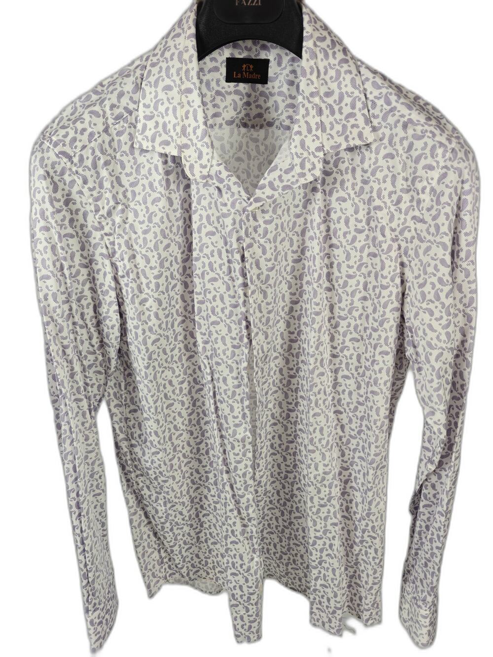 Men’s La Madre Button-Up Shirt White Purple Leopard Print XL